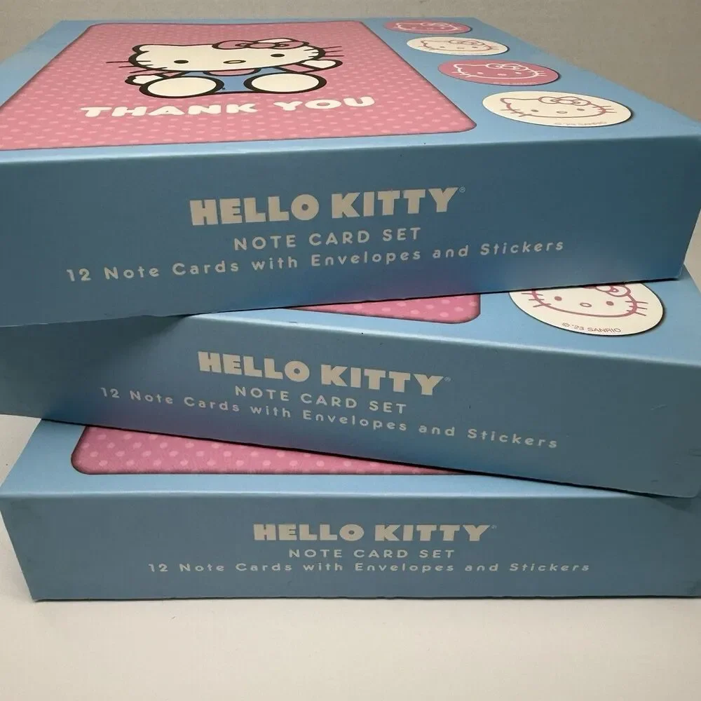 Hello Kitty 3 Pack Of 12 Bundle Note Card Set 36 Total Thank You Note Cards New